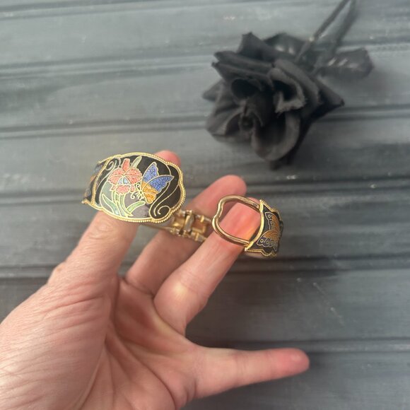 Black Cloisonne Cuff Bracelet - Picture 6 of 10